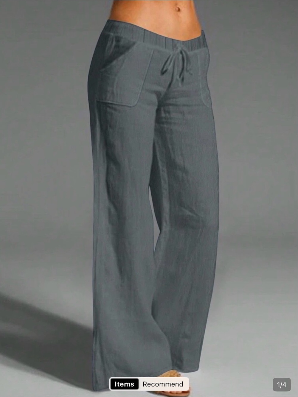 SHEIN Gray Wide-Leg Elastic Lounge Casual Pants - Gray - M